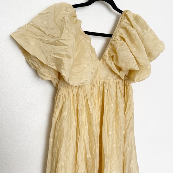 Anthropologie | Moon River | Yellow Polkadot Puff Sleeve Mini Dress - Picture 7 of 10